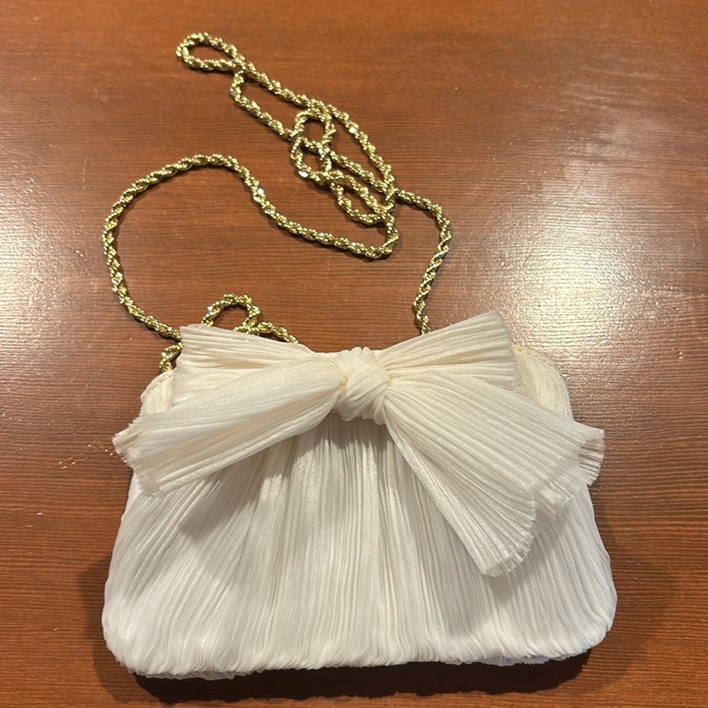 Loeffler Randall mini purse white with gold chain